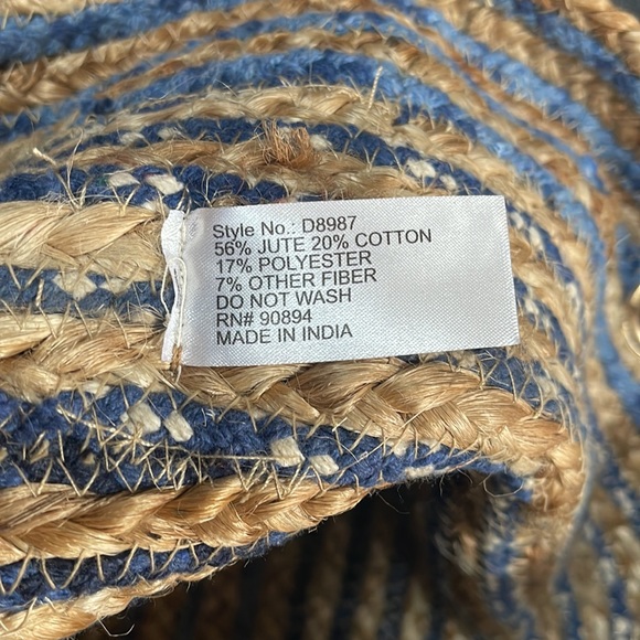 Magid Striped Sisal Jute & Denim Woven Tote